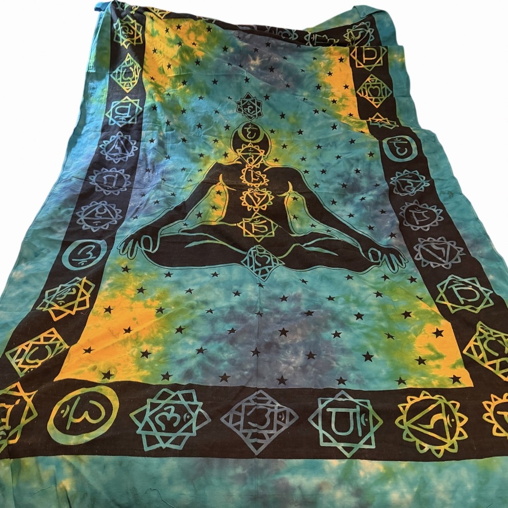 Green & black Tie dye tapestry perfect for your favorite yogi Namaste